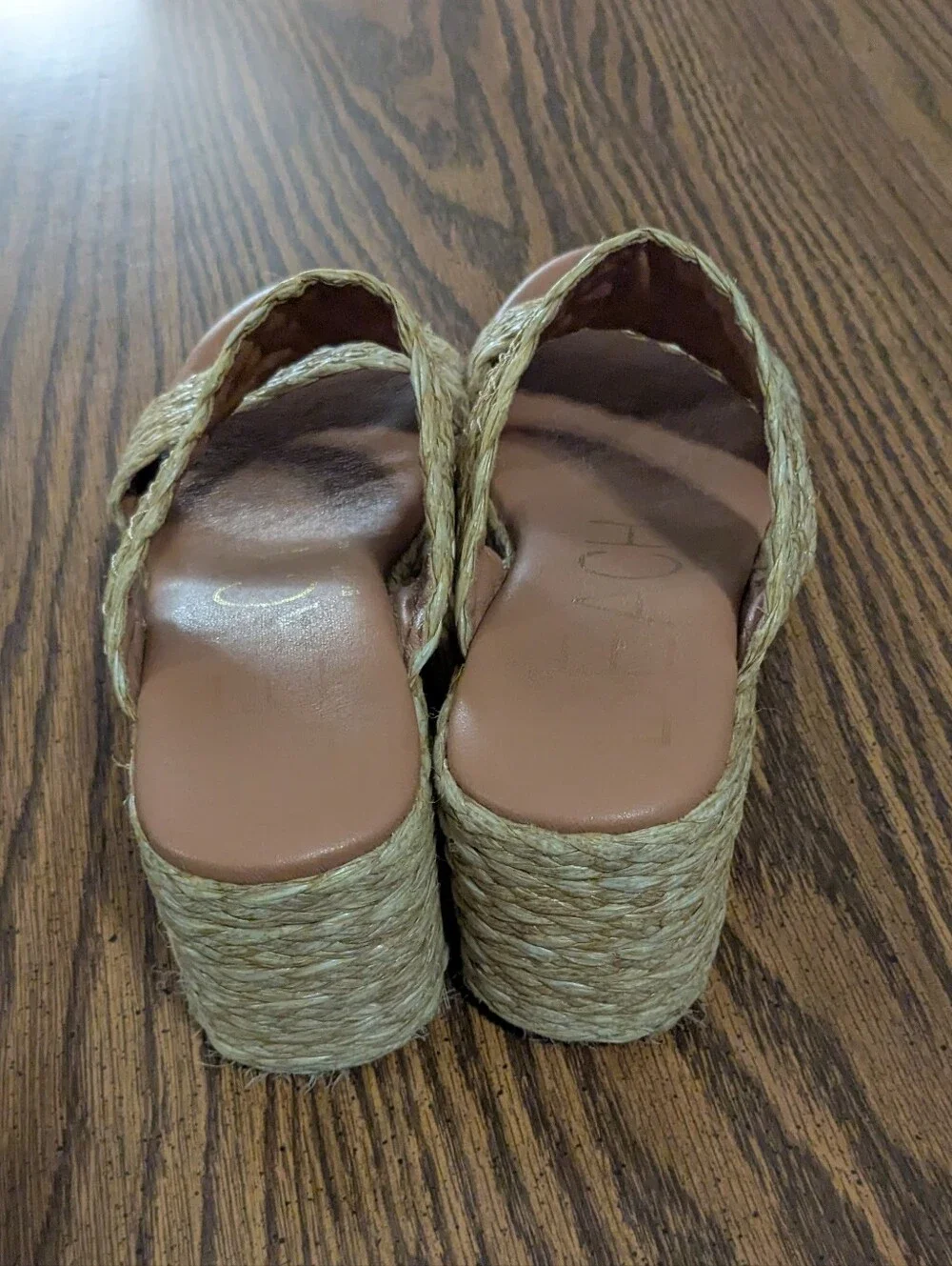 Woven Double-Band Platform Slide Sandals Size 7